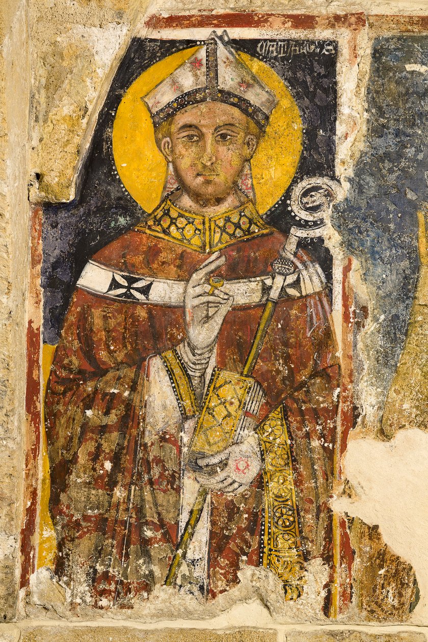 Detalle del tríptico que representa a San Cataldo, Cripta de la Catedral de Italian School