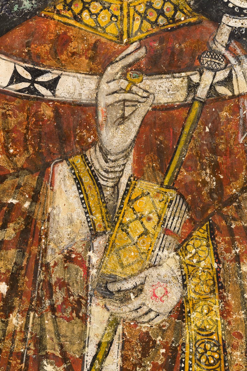 Detalle del tríptico con horario que representa a San Cataldo, Cripta de la Catedral de Italian School