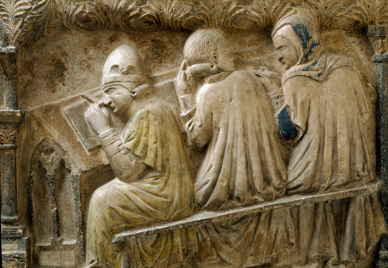 Detalle que representa a estudiantes siguiendo el curso de Bonifacio Galluzzi de Italian School