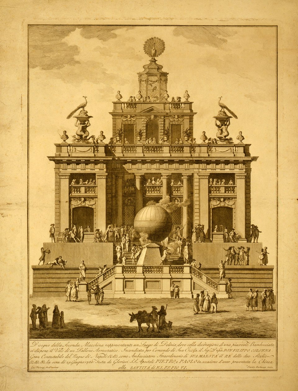Dispositivo para crear exhibiciones de fuegos artificiales y un globo aerostático de Italian School