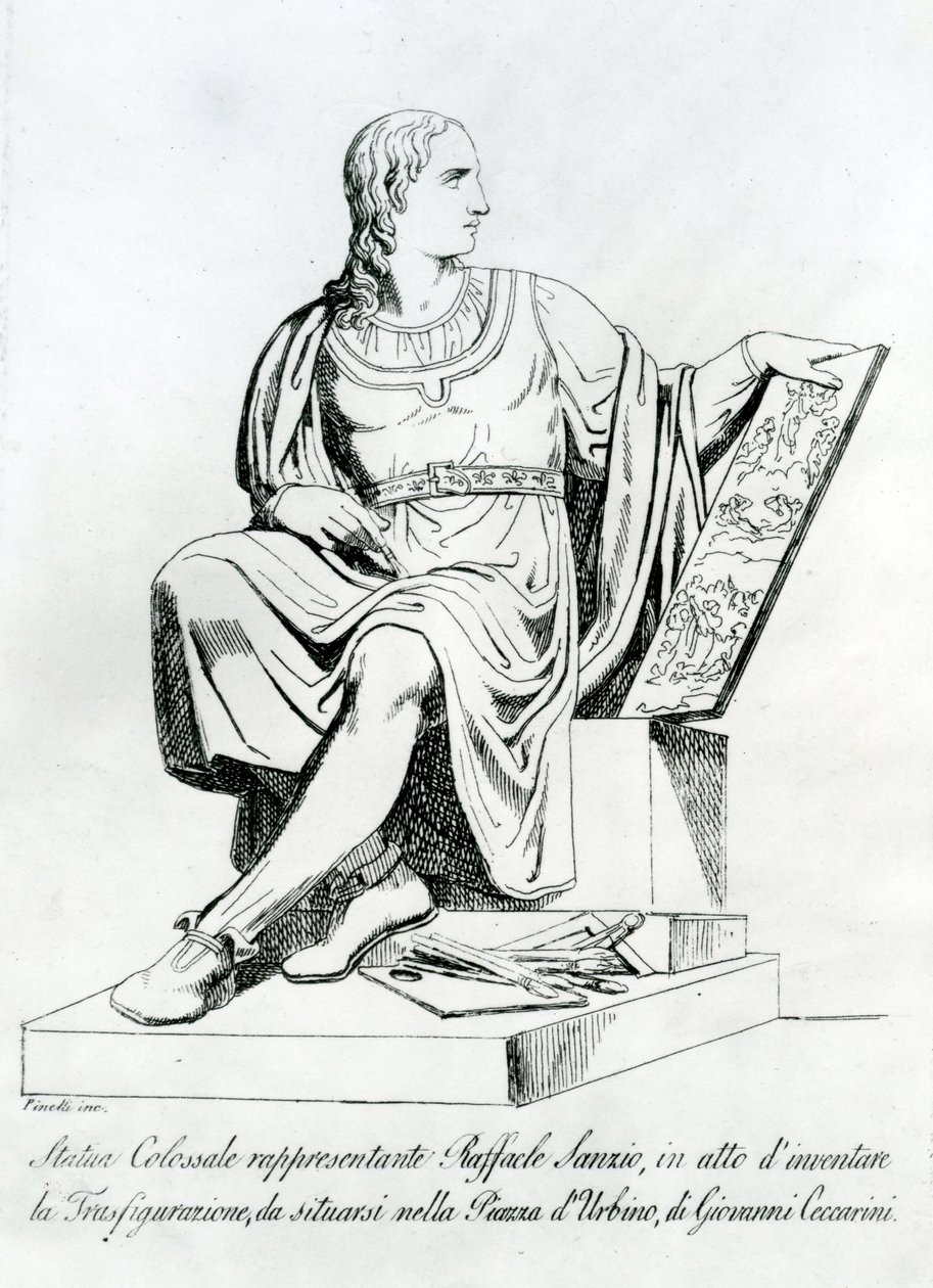 Dibujo de una estatua de Giovanni Ceccarini de Raffaello Sanzio da Urbino de Italian School