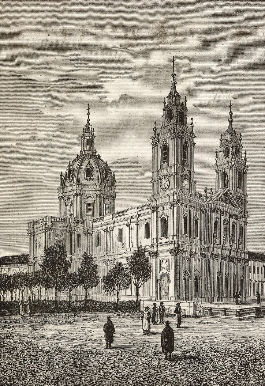 Basílica de Estrela, Lisboa, Portugal, grabado de L