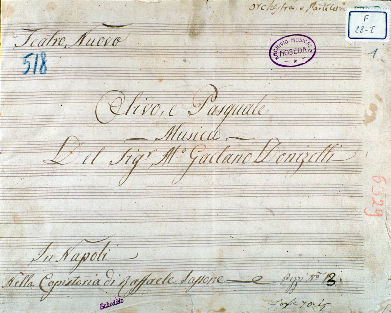 Primera página de partitura musical de la ópera 