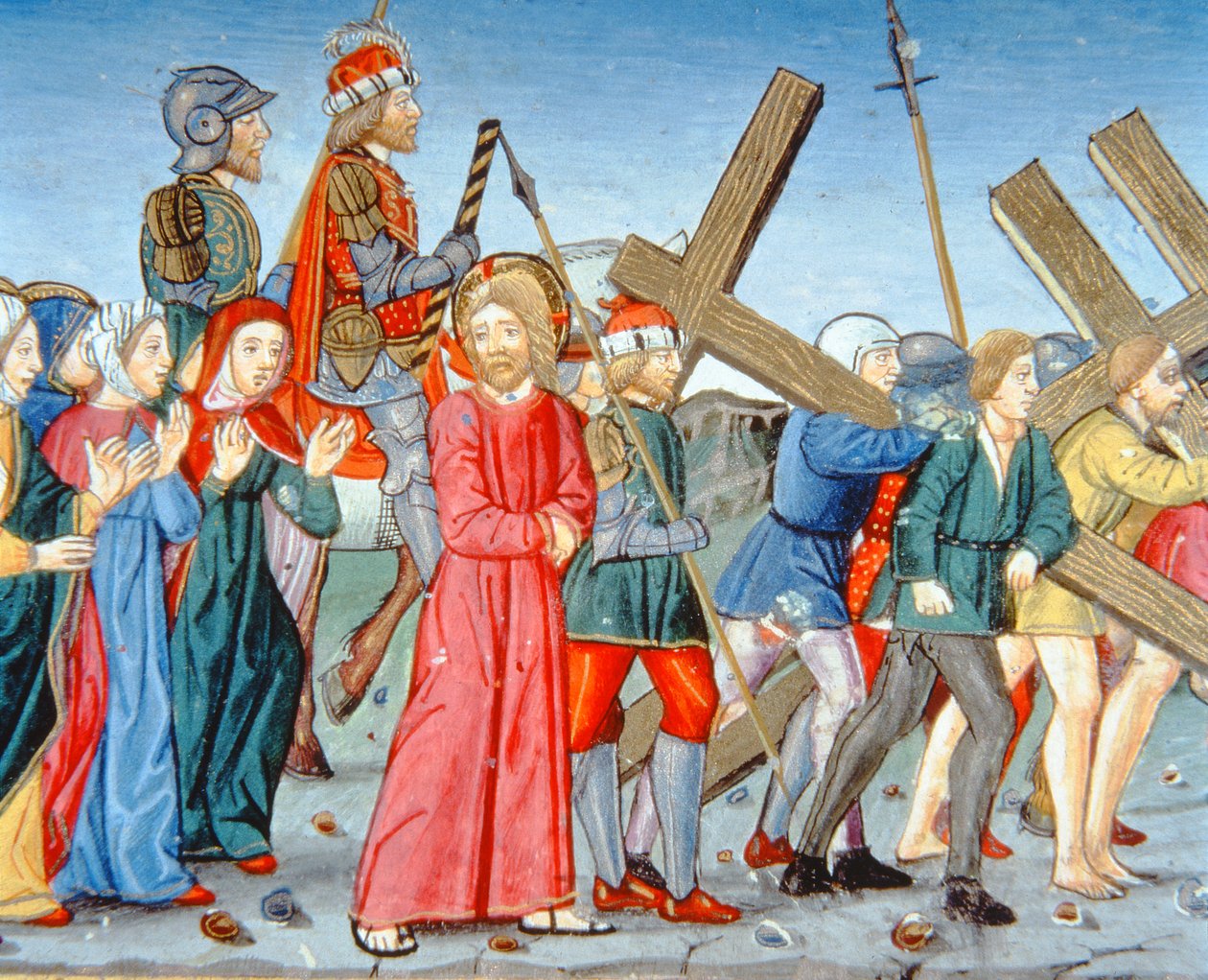 Fol.116v Cristo es conducido al Calvario (vitela) de Italian School