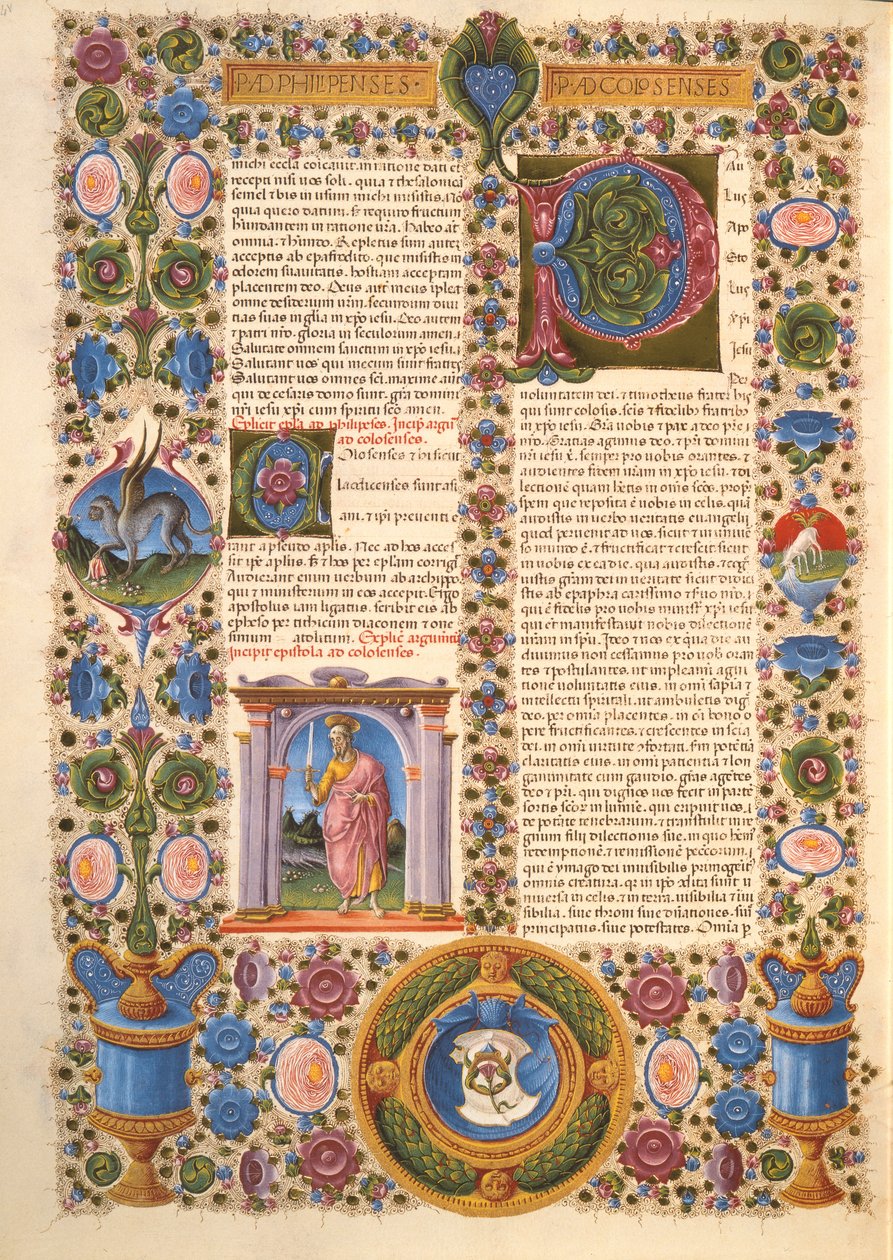 Fol.204v Carta de San Pablo a los Colosenses, de la Biblia de Borso d