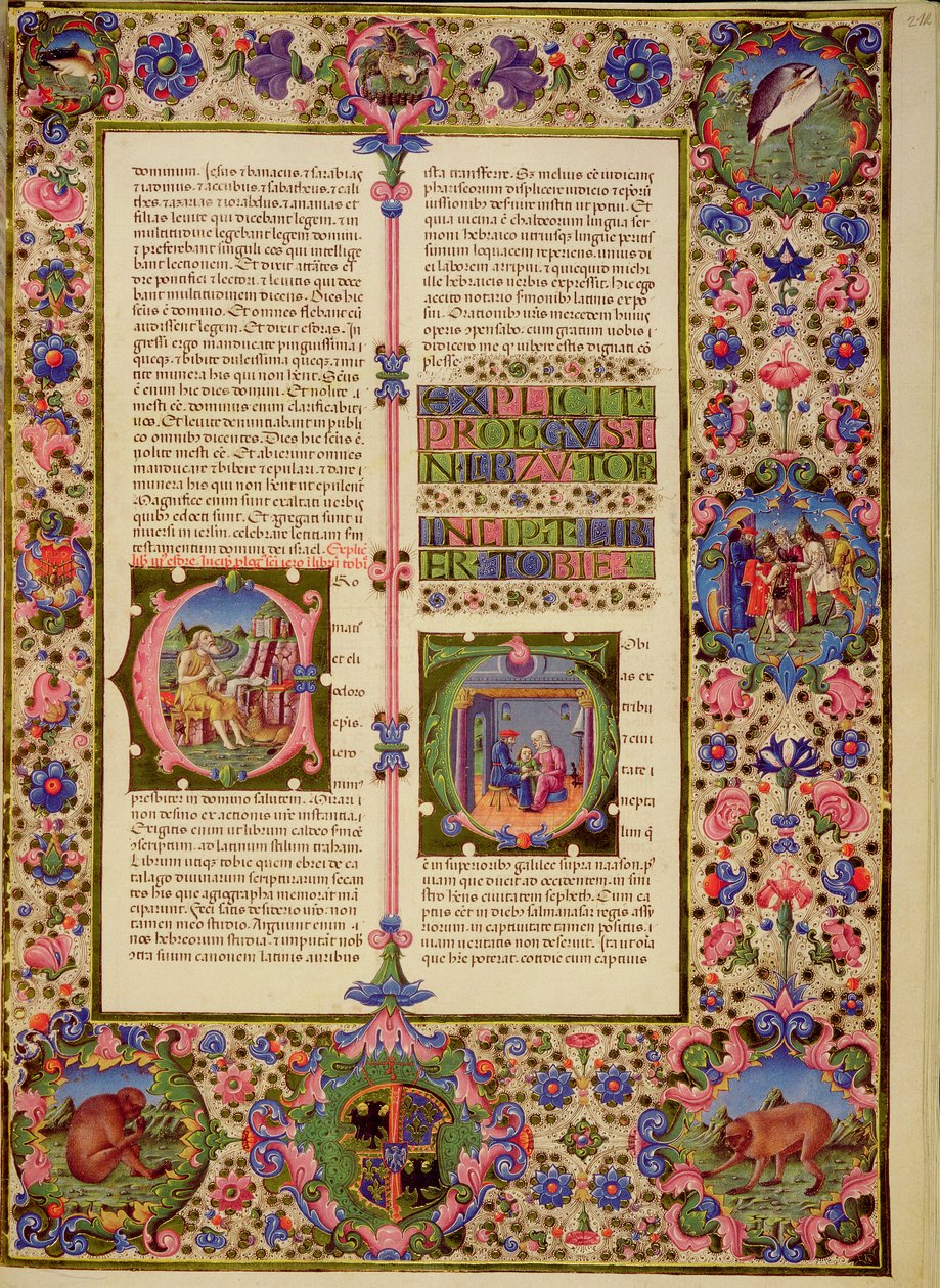 Fol.212r Libro de Toby, de la Biblia de Borso d