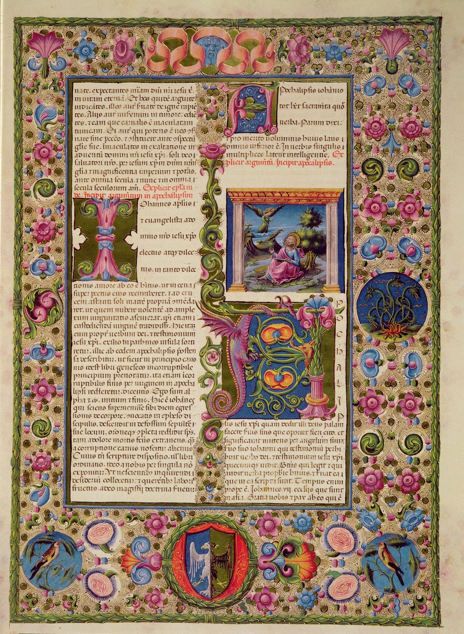Fol.236r Apertura del Libro del Apocalipsis, de la Biblia de Borso d