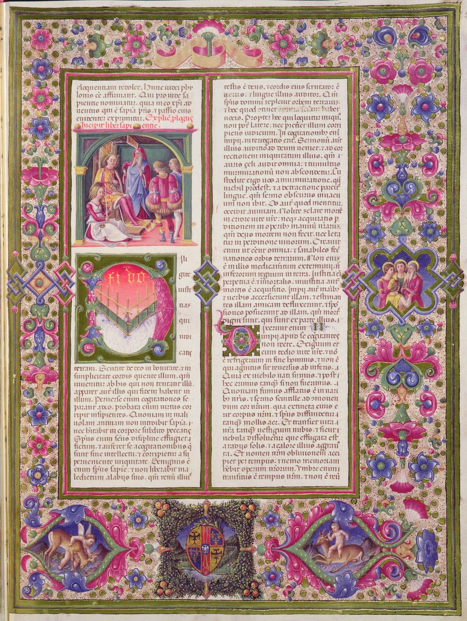 Fol.286r Apertura del Libro de la Sabiduría, de la Biblia de Borso d