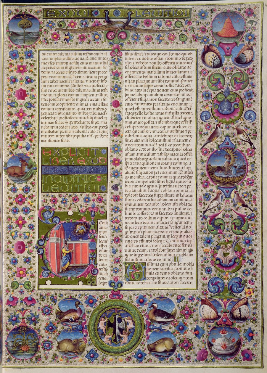 Fol.44r Palabras iniciales del Levítico, de la Biblia de Borso d