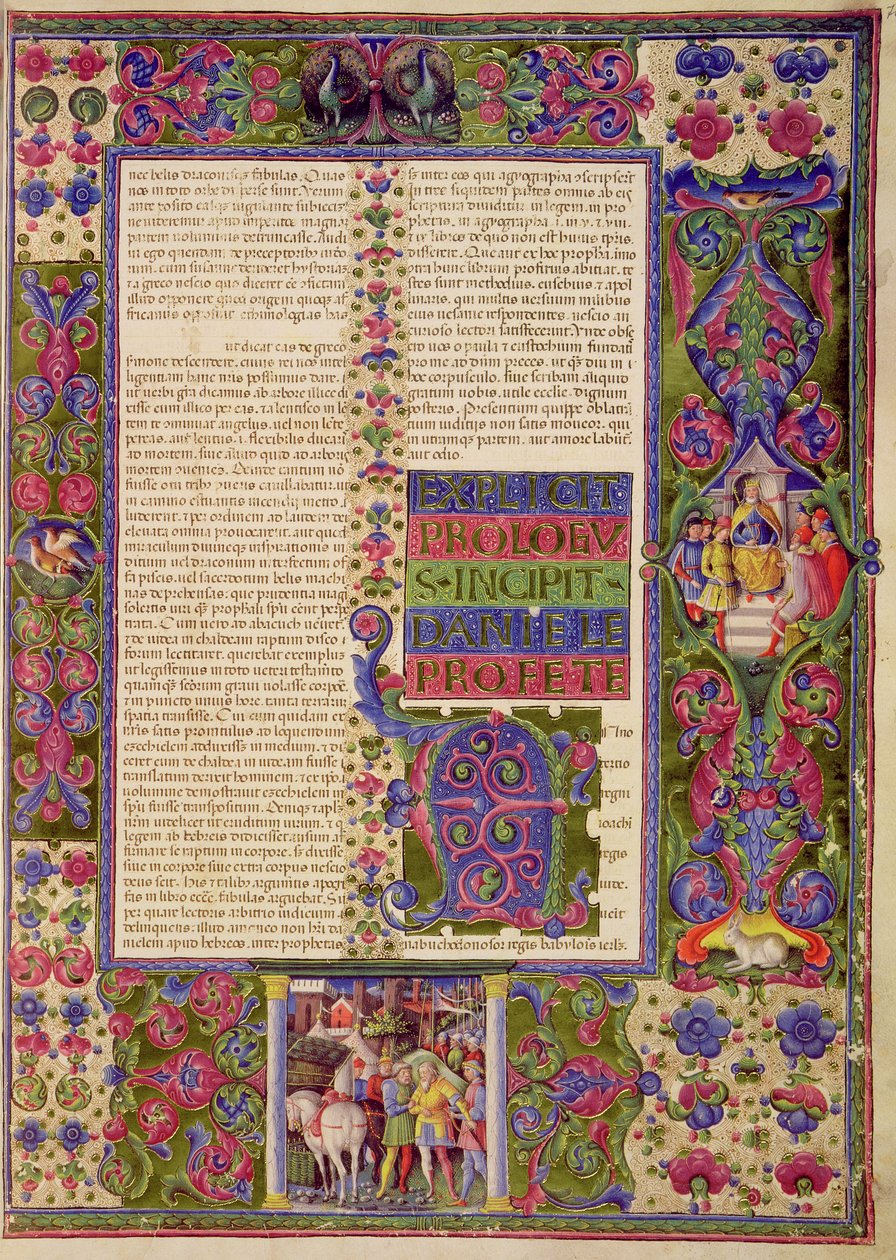 Fol.78r Apertura del Libro del Profeta Daniel, de la Biblia de Borso d