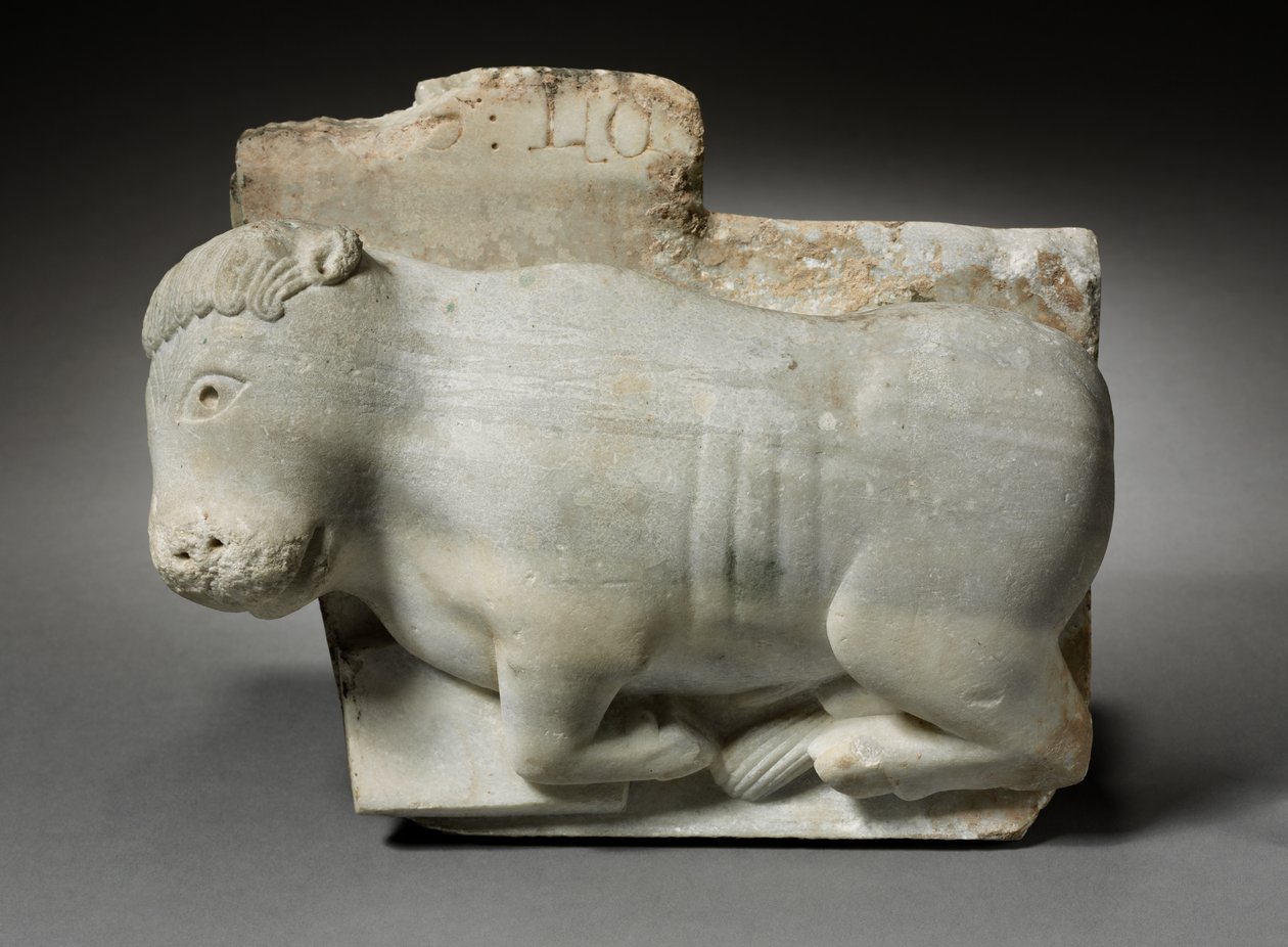 Fragmento de un capitel con el buey de San Lucas, c.1175-1200 de Italian School