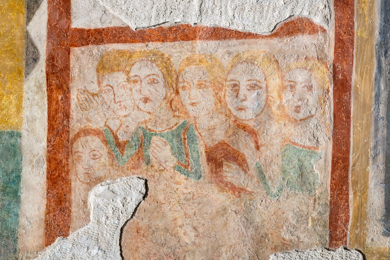 Fresco - grupo de fieles de Italian School