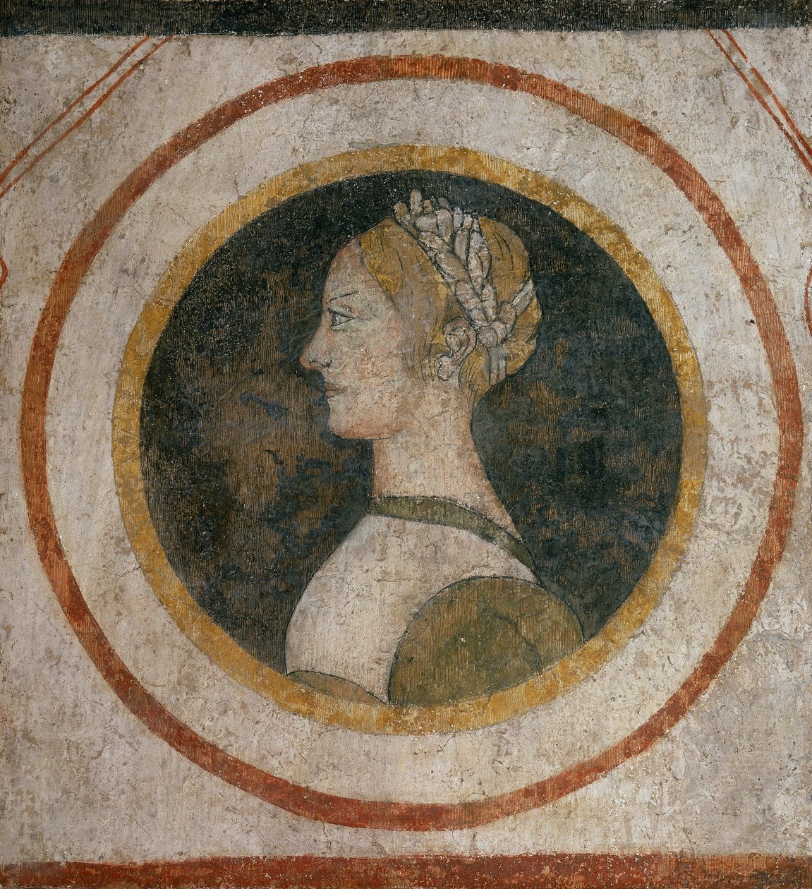Fresco de una mujer de la familia Vismara, antiguamente en la Casa Vismara de Legnano de Italian School