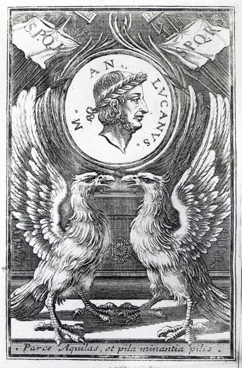 Frontispicio de la Farsalia de Lucano por Marcus Annaeus Lucanus, edición publicada en 1663 de Italian School