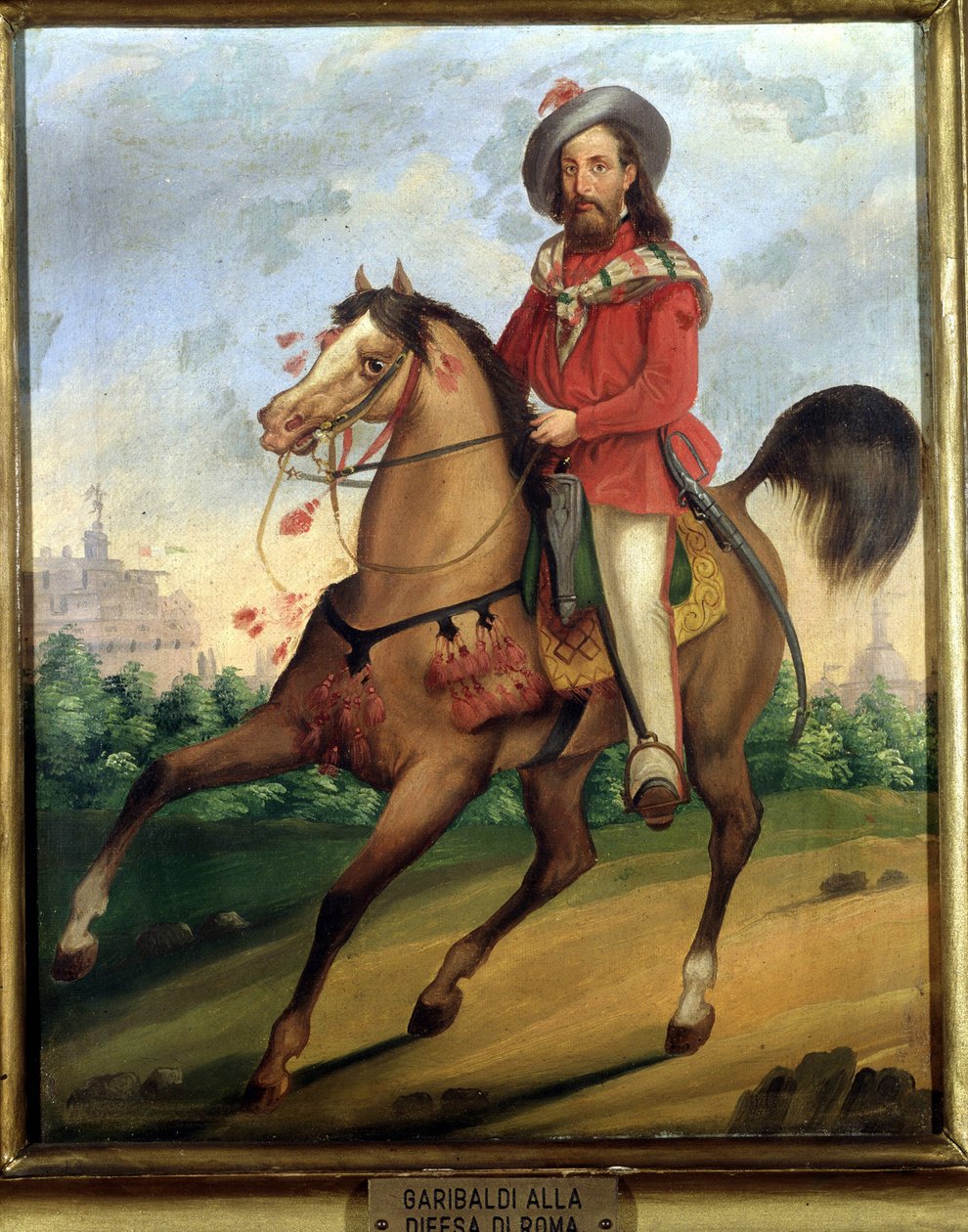 Garibaldi a caballo dirigiéndose a la defensa de Roma. Museo del Risorgimento. Milán de Italian School