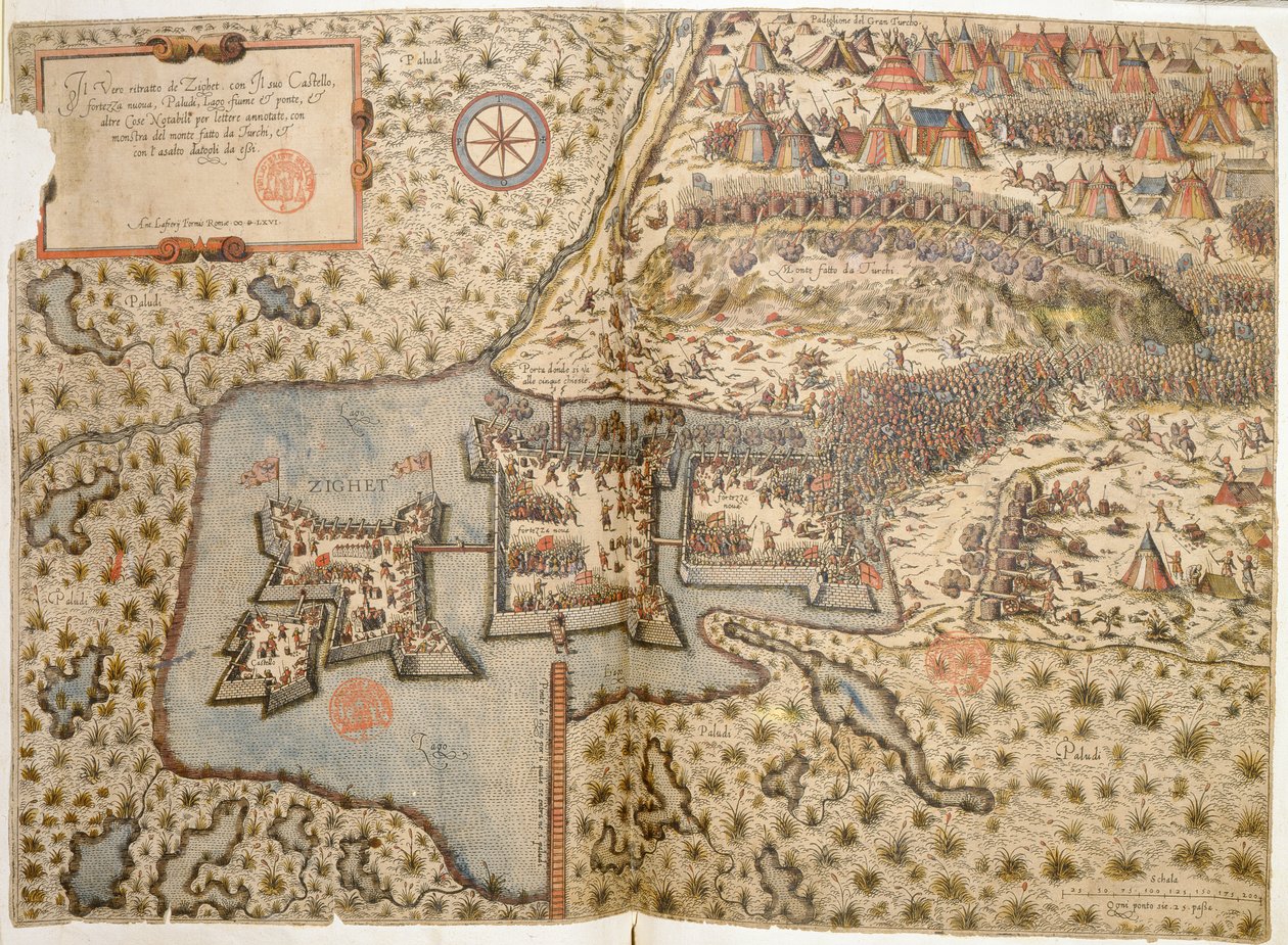 Vista general de la Batalla de Szigetvar, 1566 de Italian School