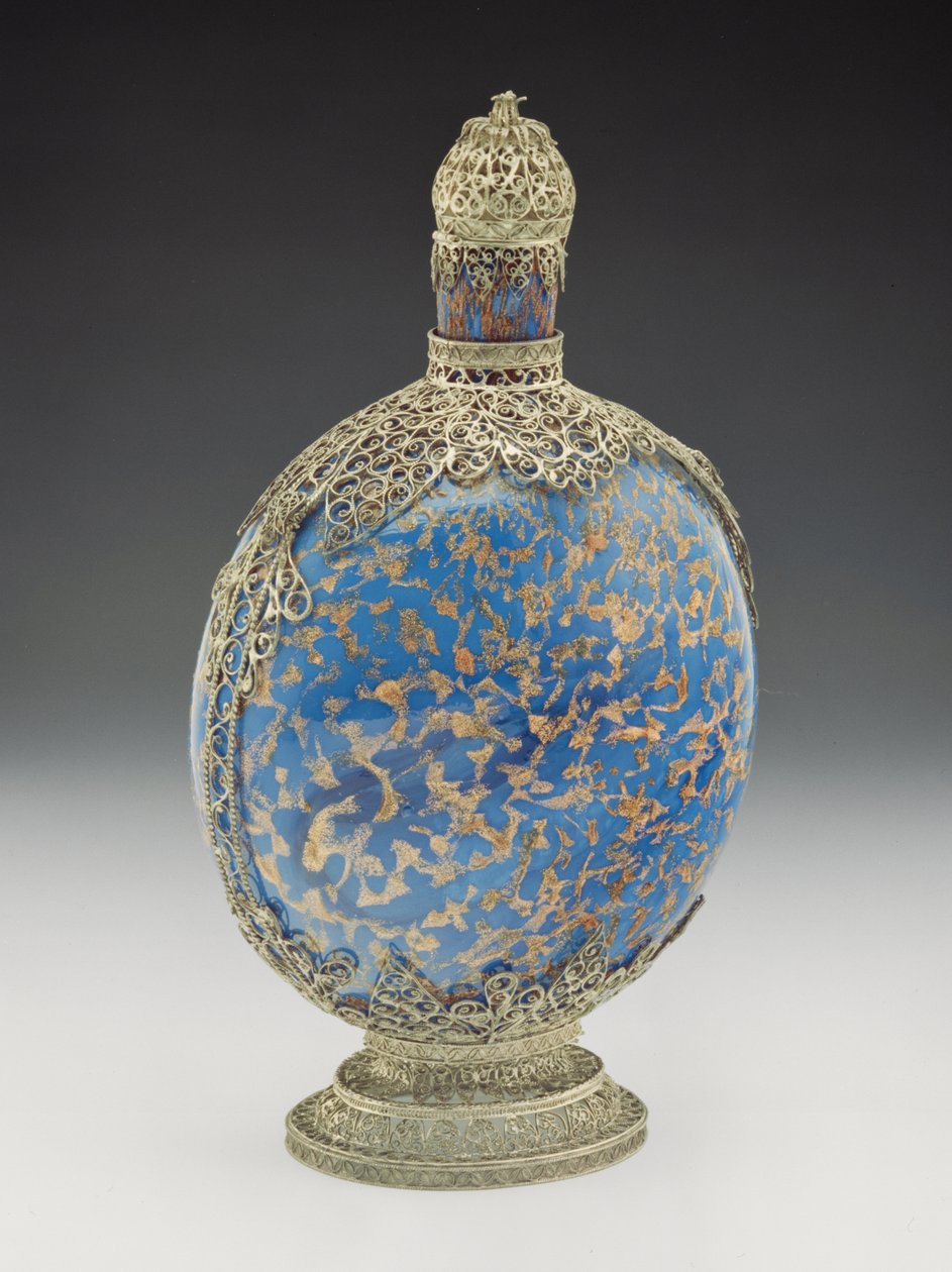 Frasco Azul Dorado con Montura de Filigrana, Veneciana de Italian School