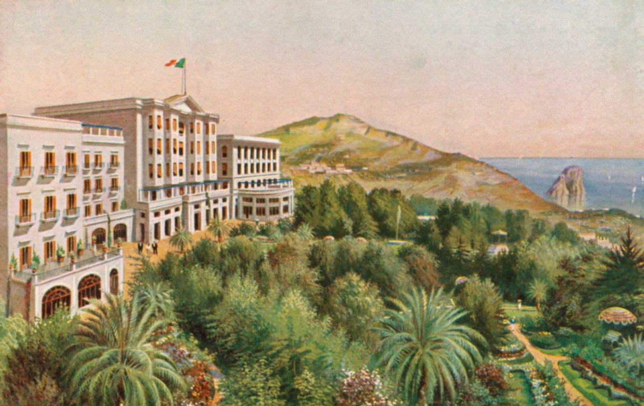 Grand Hotel Quisisana, Capri, Italia (litografía en color) de Italian School