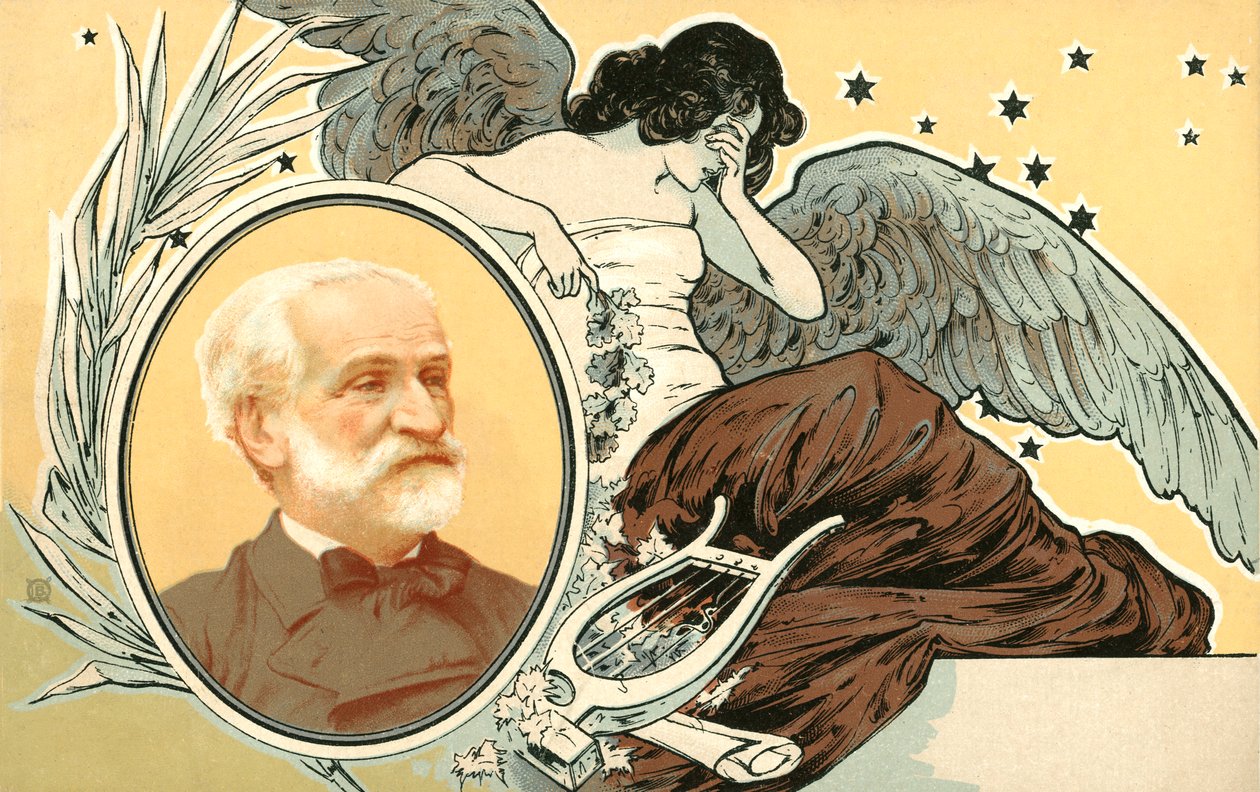 La muerte de Guiseppe Verdi (litografía en color) de Italian School