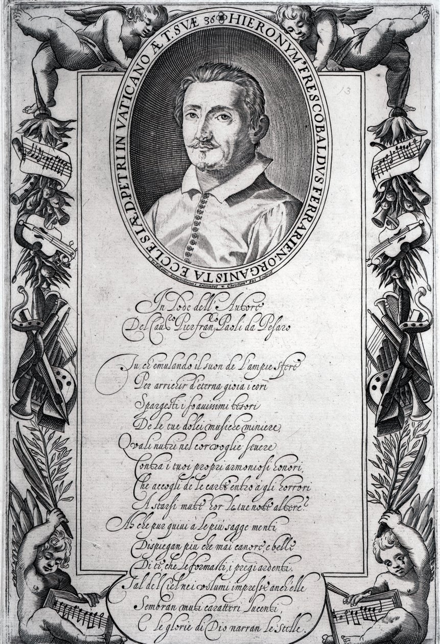 Hieronymus Frescobaldi, grabado por Christian Sas de Italian School
