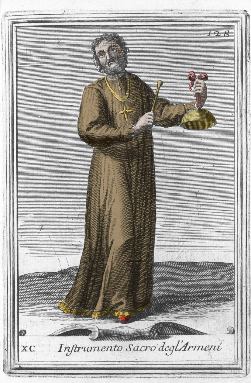 Instrumento armenio sagrado: instrumento musical similar a una campana. Grabado de “Gabinetto Armonico pieno d