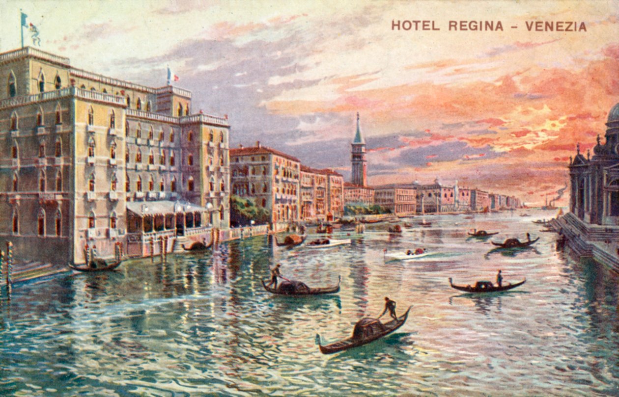 Hotel Regina, Venecia (litografía en color) de Italian School