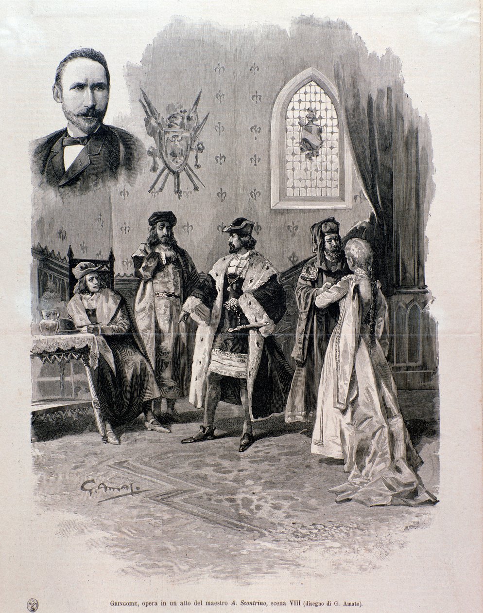 Ilustración de Pierre Gringoire, ópera de Antonio Scontrino de Italian School