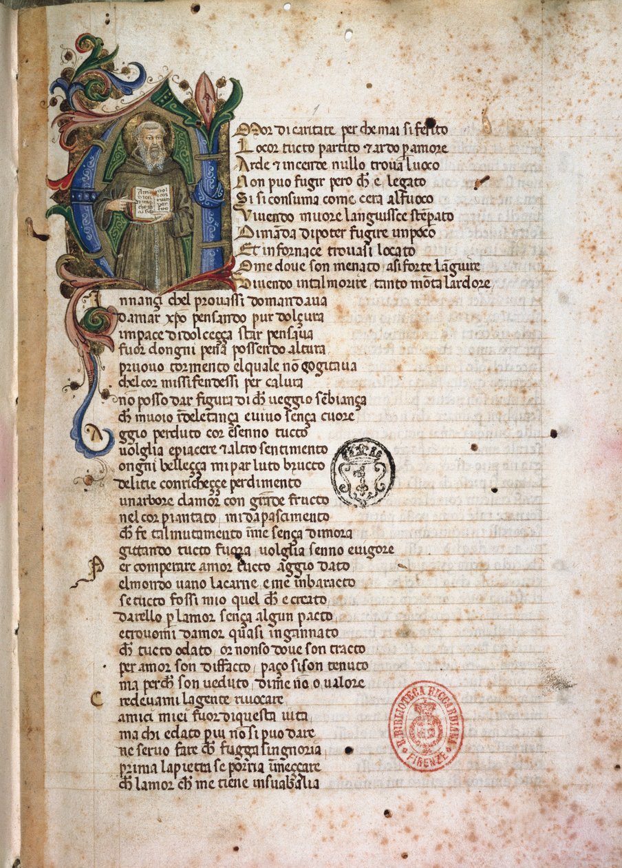 Incipit de Laudae. Siglo XV (Manuscrito iluminado) de Italian School