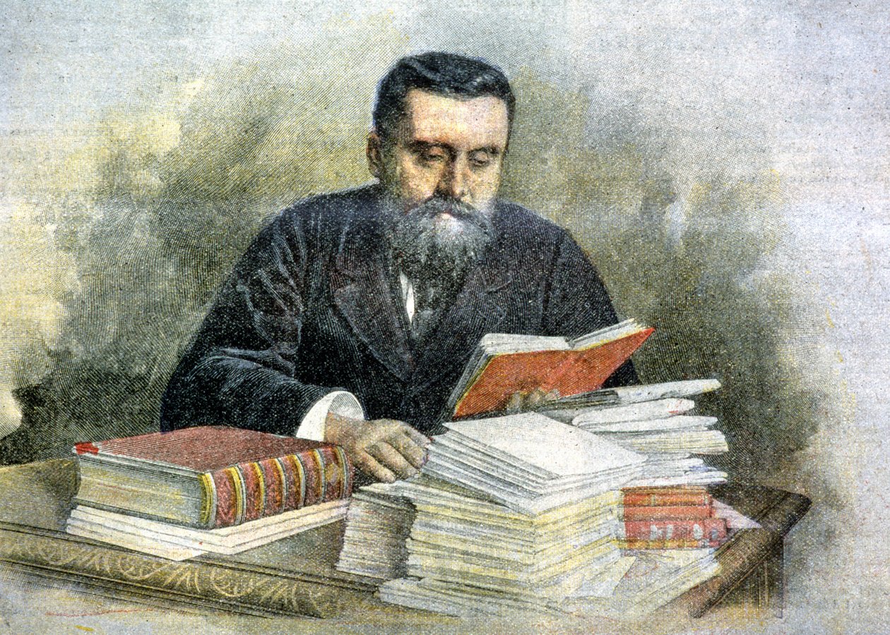 Jean Jaurès en su mesa de lectura (1859 - 1914) - en "La Tribuna illustrata" de Italian School