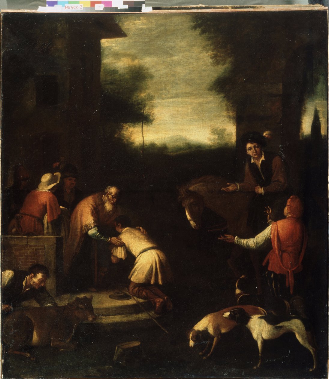 ""El Regreso del Hijo Pródigo"" (Return of the Prodigal Son) Pintura de la escuela italiana. Museo Estatal de Arte del siglo XVII de la República Bielorrusa, Minsk, Bielorrusia de Italian School
