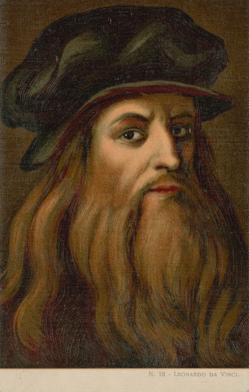 Leonardo da Vinci, artista y científico italiano (cromolito) de Italian School