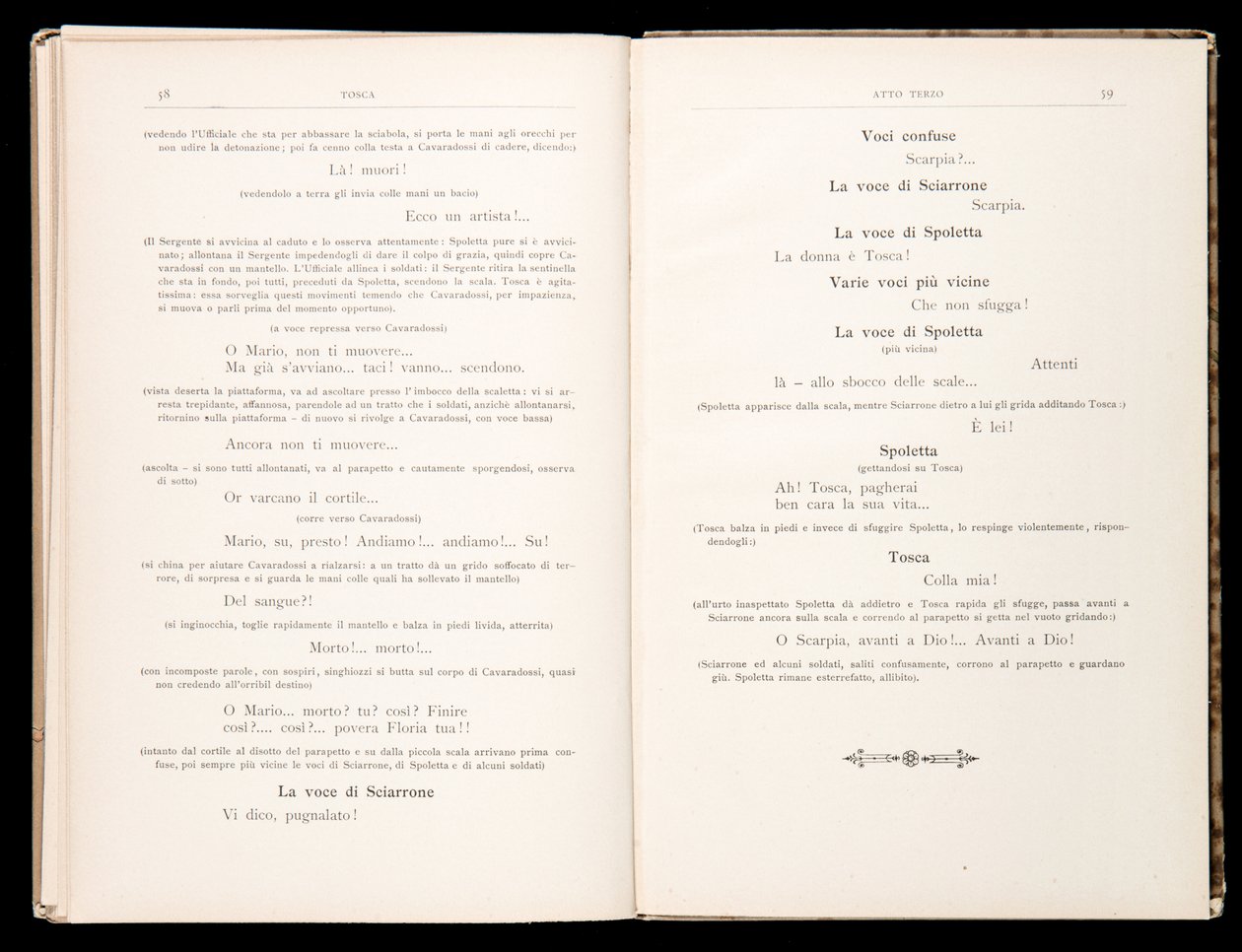 Libreto de Tosca de Giacomo Puccini, Edición Ricordi, Italia de Italian School