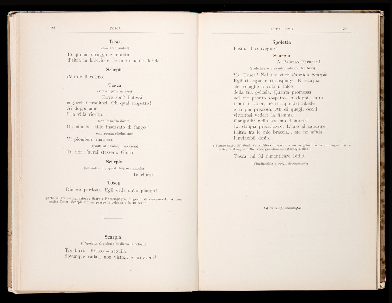 Libreto de La Tosca de Giacomo Puccini, Edición Ricordi, Italia de Italian School