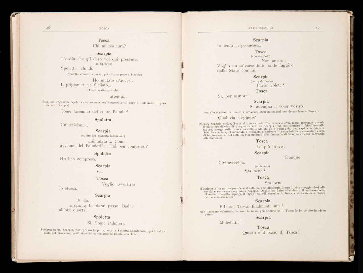 Libreto de La Tosca de Giacomo Puccini, Edición Ricordi, Italia de Italian School