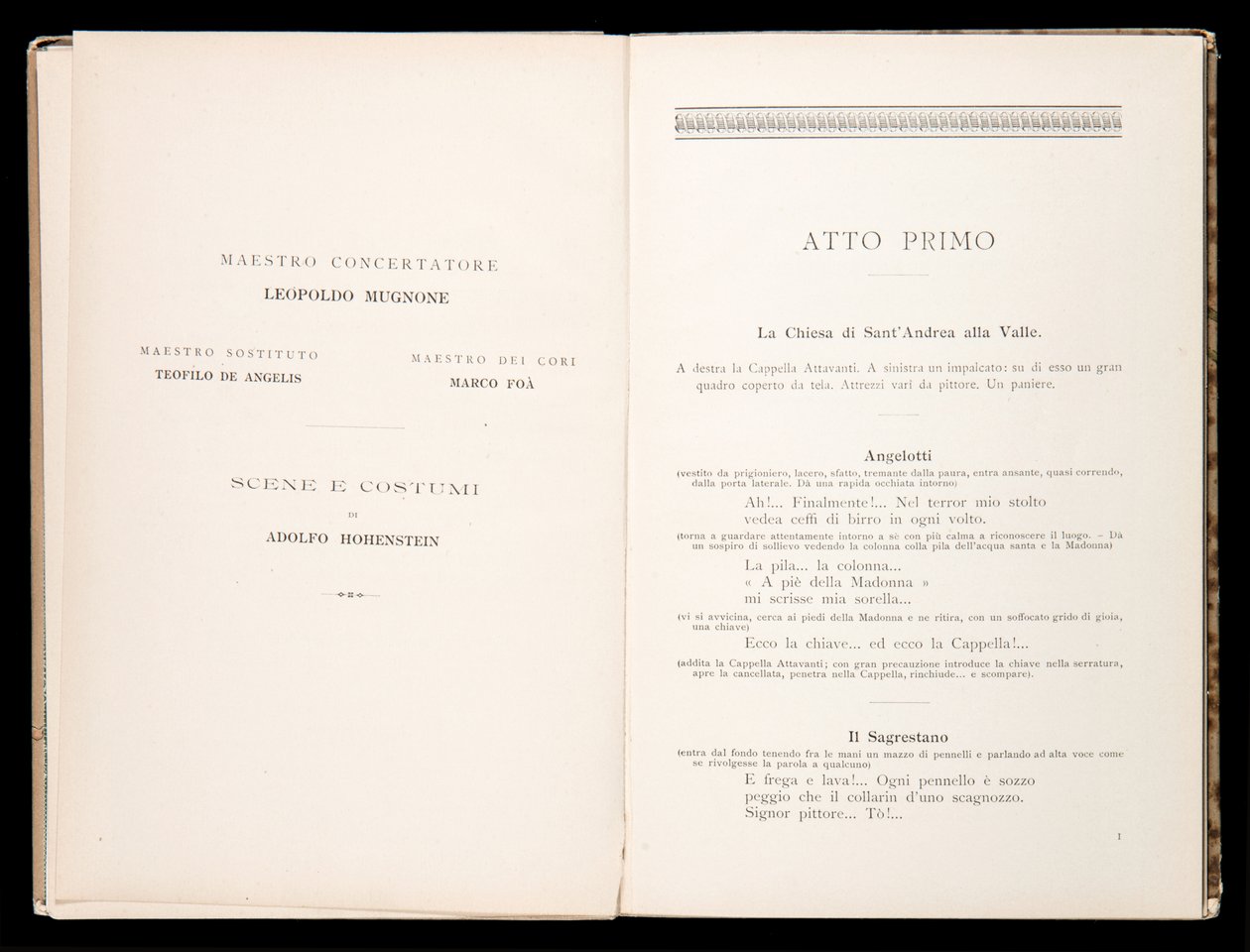 Libreto de La Tosca de Giacomo Puccini, Edición Ricordi, Italia de Italian School