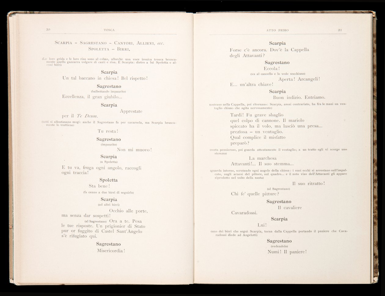 Libreto de La Tosca de Giacomo Puccini, Edición Ricordi, Italia de Italian School