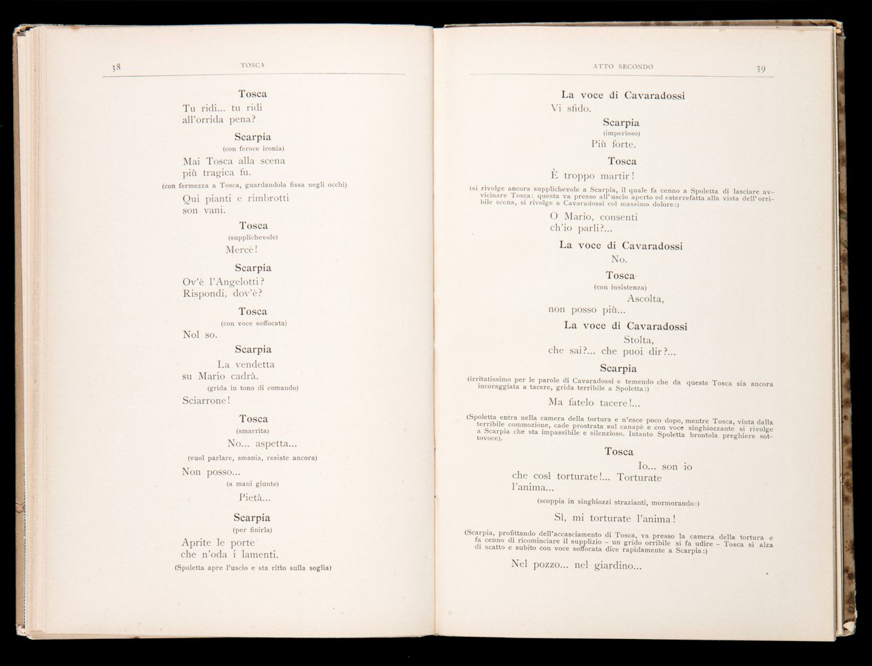 Libreto de Tosca de Giacomo Puccini, Edición Ricordi, Italia de Italian School