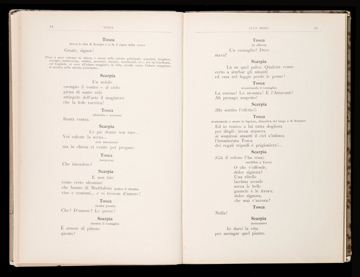Libreto de Tosca de Giacomo Puccini, Edición Ricordi, Italia de Italian School