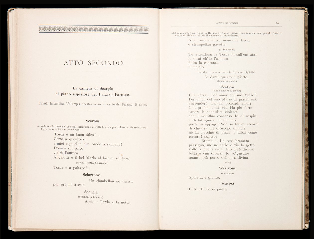 Libreto de Tosca de Giacomo Puccini, Edición Ricordi, Italia de Italian School