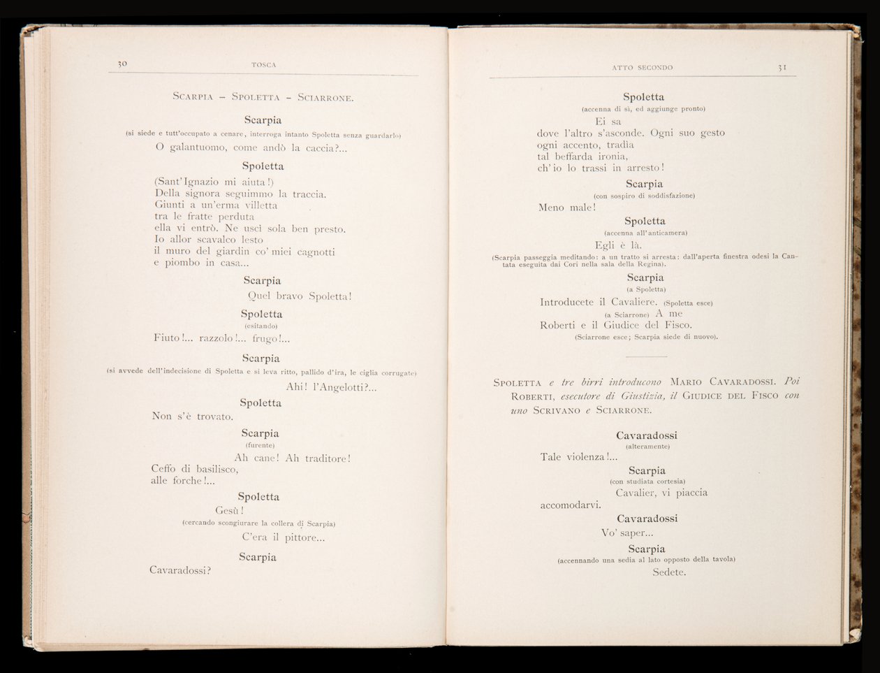 Libreto de Tosca de Giacomo Puccini, Edición Ricordi, Italia de Italian School