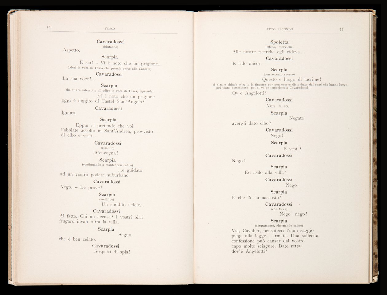 Libreto de Tosca de Giacomo Puccini, Edición Ricordi, Italia de Italian School
