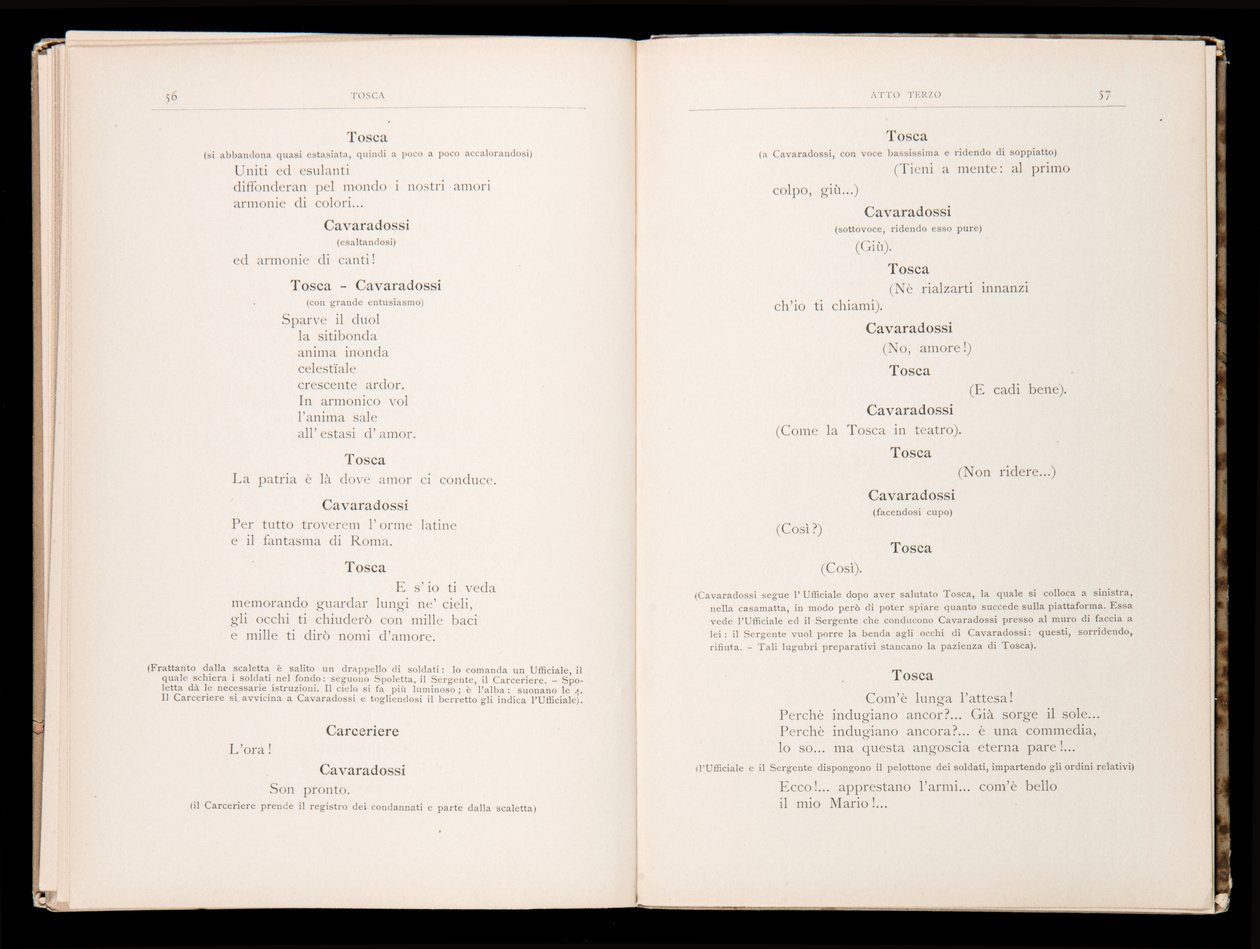 Libreto de Tosca de Giacomo Puccini, Edición Ricordi, Italia de Italian School