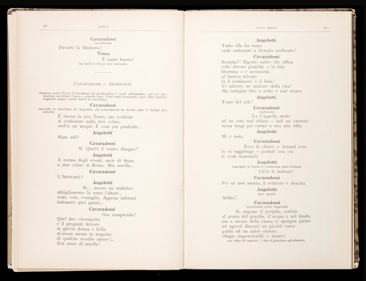 Libreto de Tosca de Giacomo Puccini, Edición Ricordi, Italia de Italian School