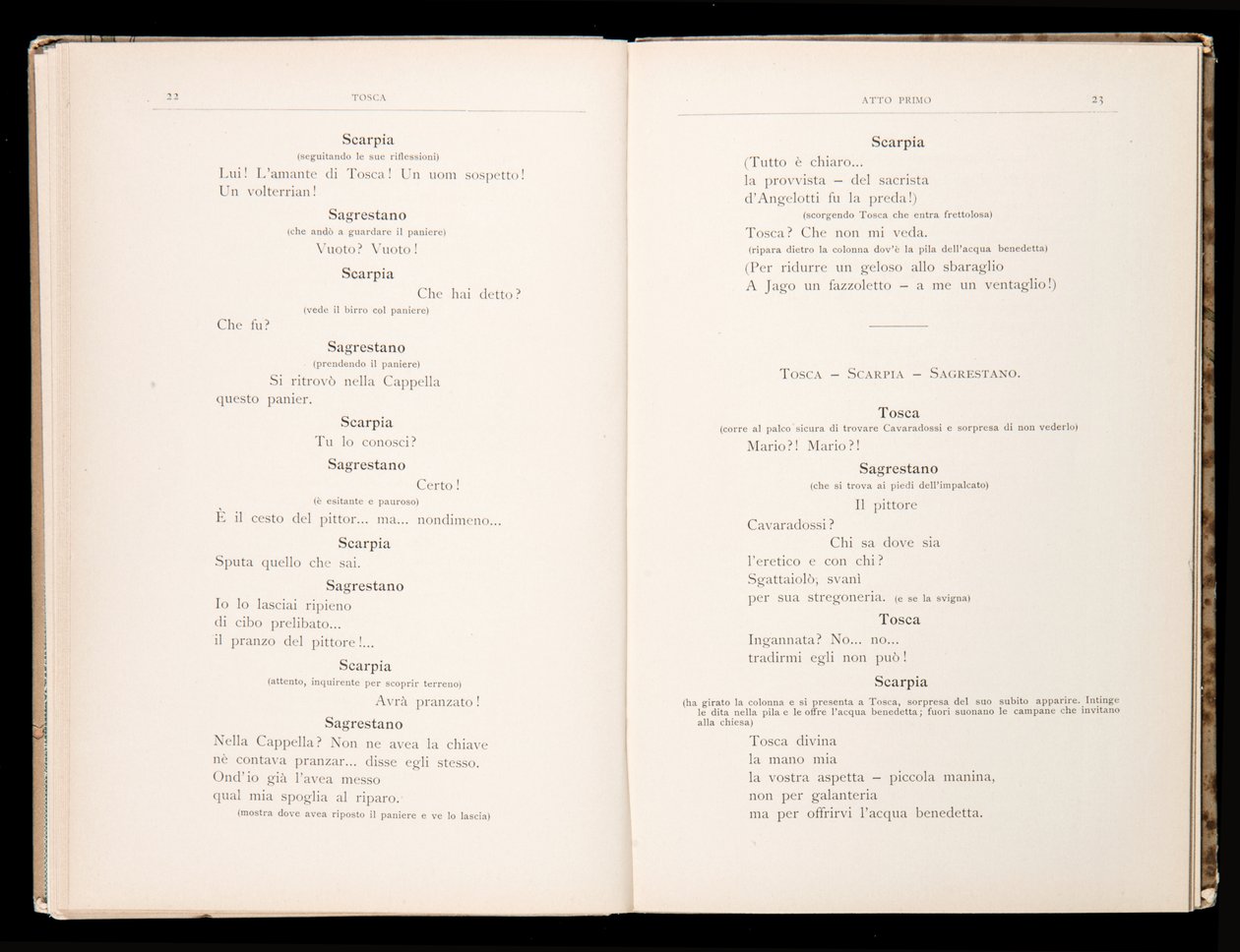 Libreto de Tosca de Giacomo Puccini, Edición Ricordi, Italia de Italian School