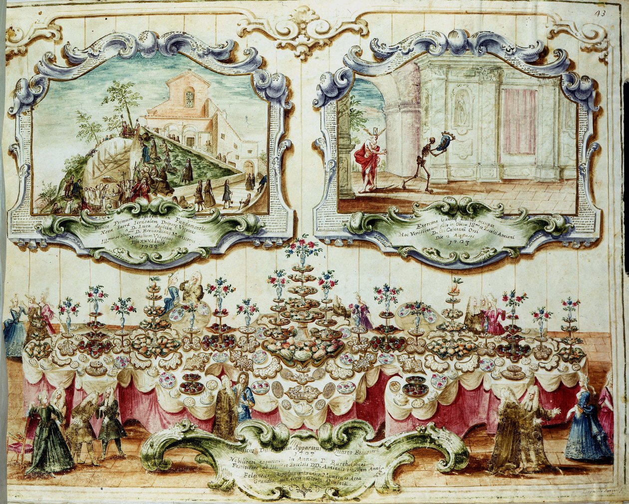 Almuerzo en honor de la nobleza de Bolonia para la fiesta de San Bartolomé. 1723. Archivio di Stato di Bologna. de Italian School