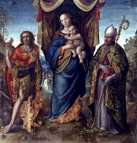 Madonna y el Niño con santos de Italian School