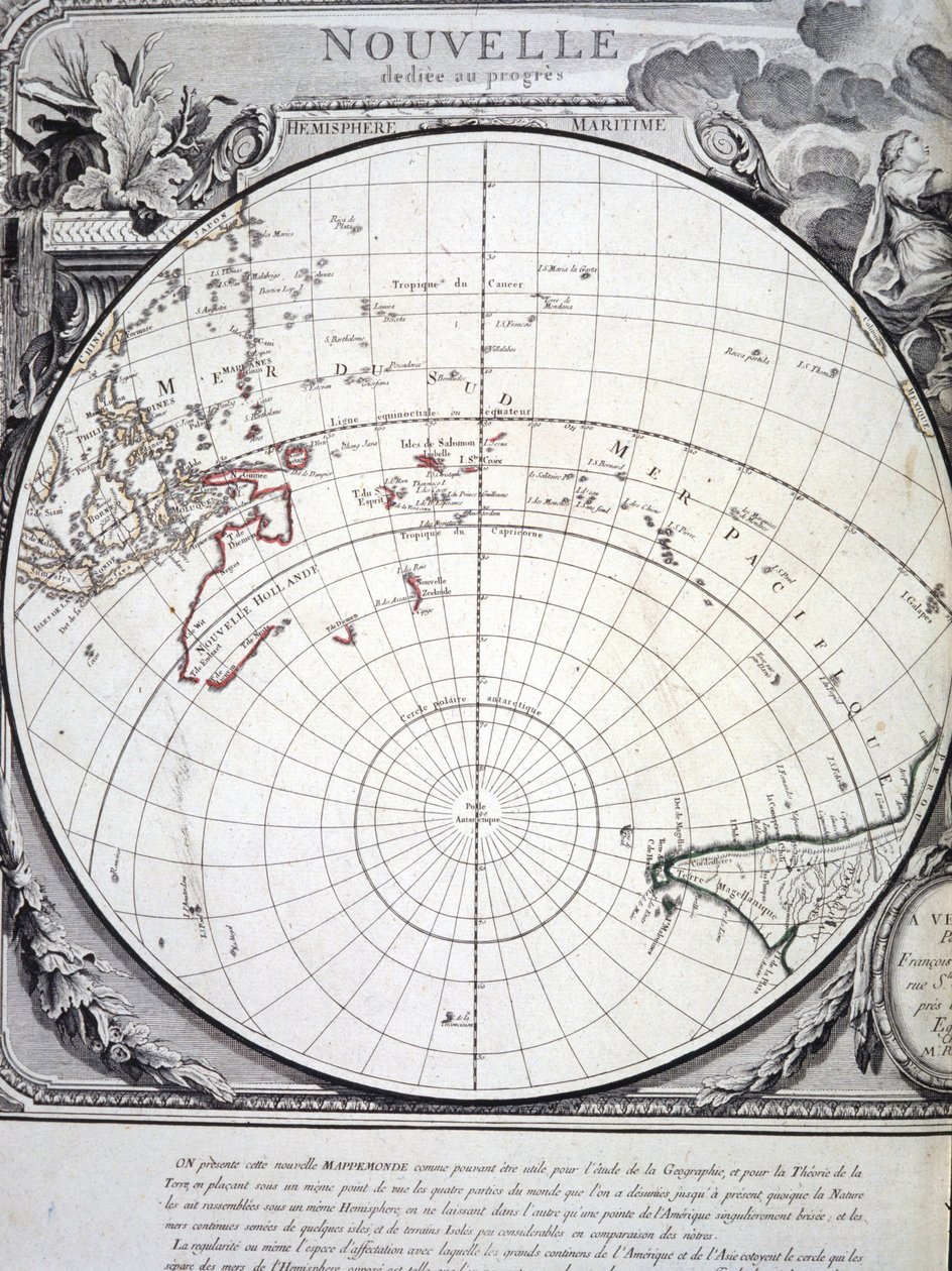 Mapa del Océano Pacífico grabado en Venecia en el siglo XVIII. de Italian School