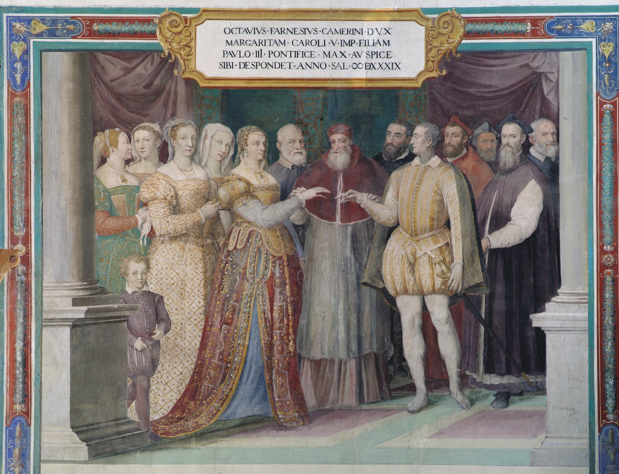 Matrimonio de Ottavio Farnese y Margarita de Austria, hija de Carlos V, por el Papa Pablo III Farnese de Italian School