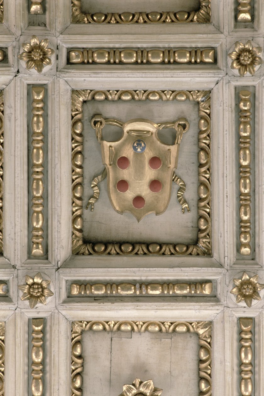 Escudo de los Medici, del plafón de la iglesia (estuco) de Italian School