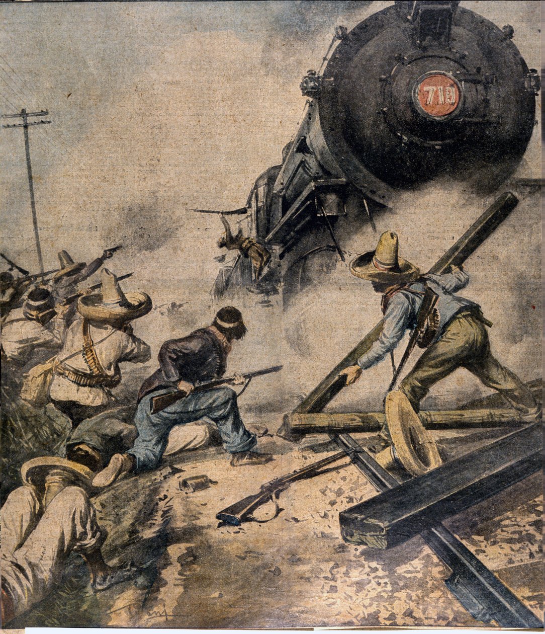 Revolución Mexicana: los rebeldes asaltan un tren Ilustración de Abbo en "L